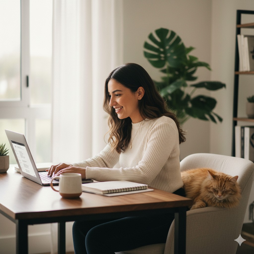 Agent working remotely with pet